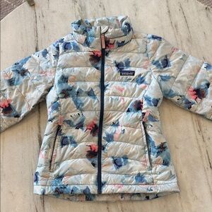 Patagonia Kids' Painted Floral Light Blue Puffer Jacket
